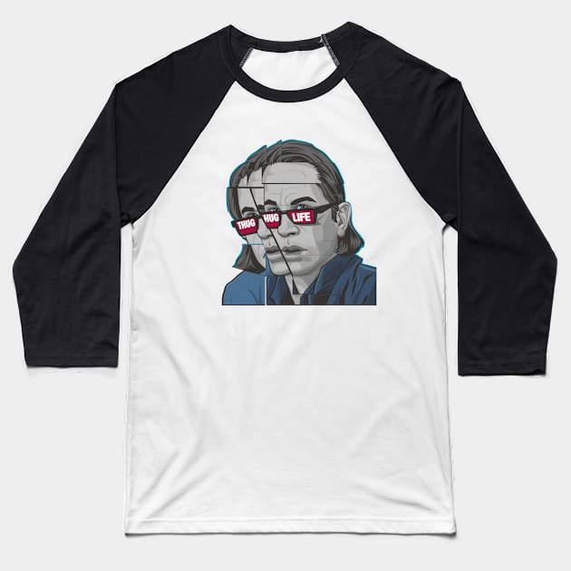 "Pixelated Thug Life Charlie Portrait" - Charlie Hip Hop Rapper Gangster Baseball T-Shirt by stickercuffs